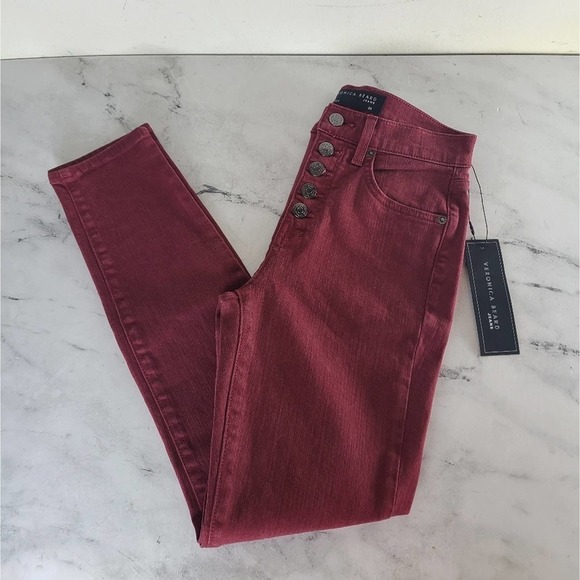 Veronica Beard Highrise Debbie Ankle Oxblood Skinny Jeans 25 NWT - Picture 1 of 8